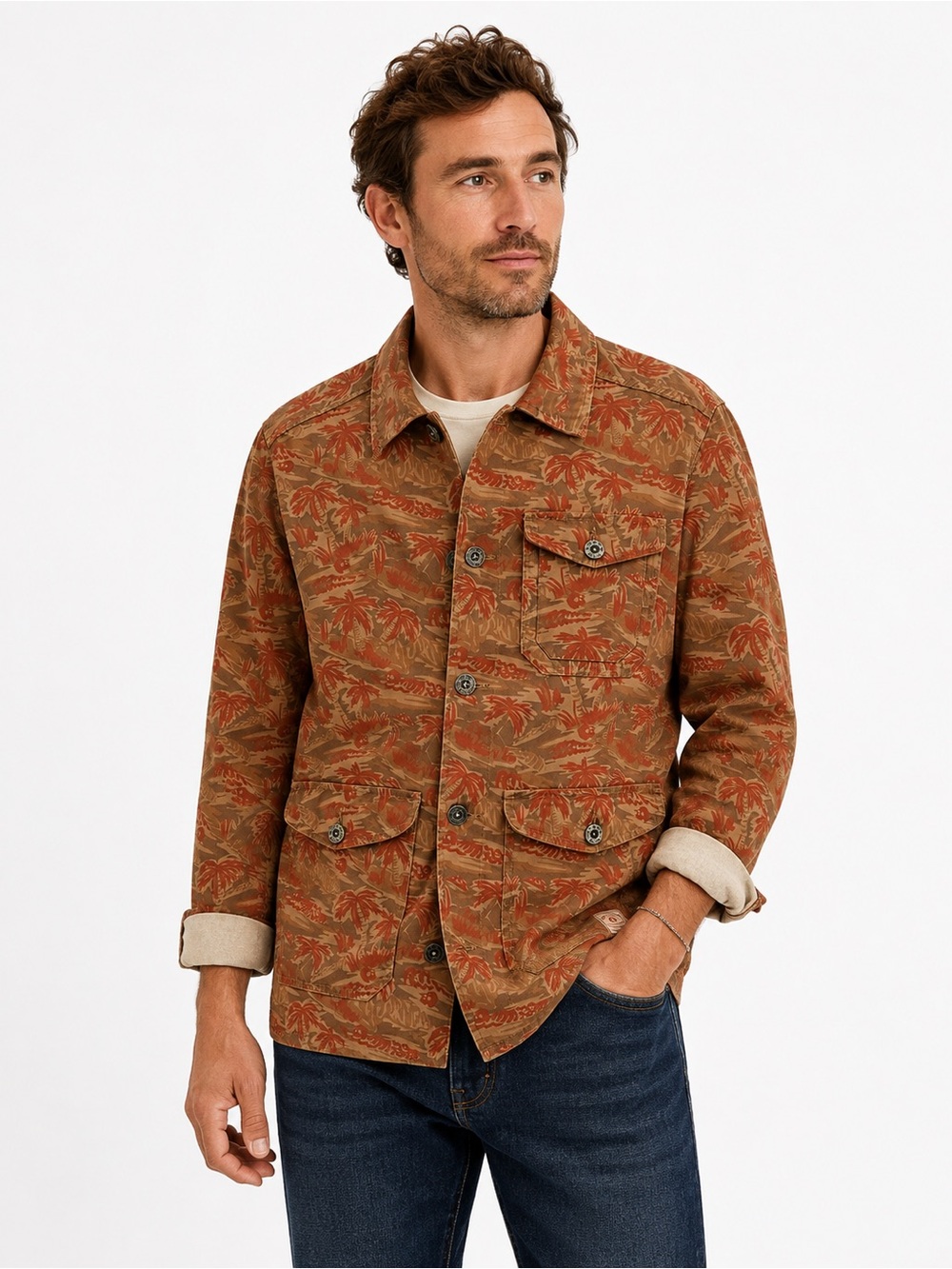 Iron And Resin Interstate Men's Neutral Patterned Utility Jacket M